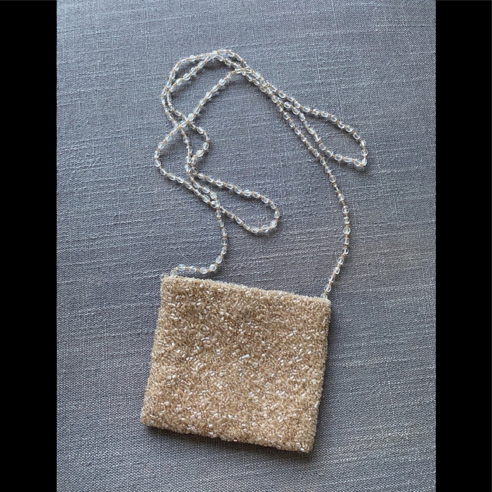 Nude beaded mini purse NWT